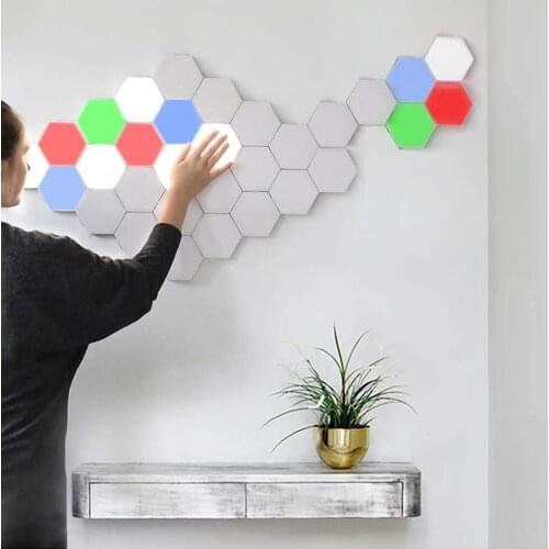 LED Night Light Colorful Honeycomb Quantum Hexagon Wall Lamp With Touch Sensitive For Bedroom Living Room Stair Loft DIY Decor