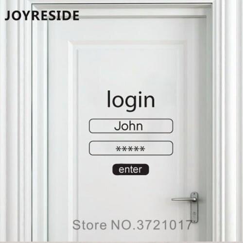 Room Login Room Door Sign Decal Cute Login Passwords Design Wall or Doors Decals Home Decoration Vinyl Sticker House Rooms M024