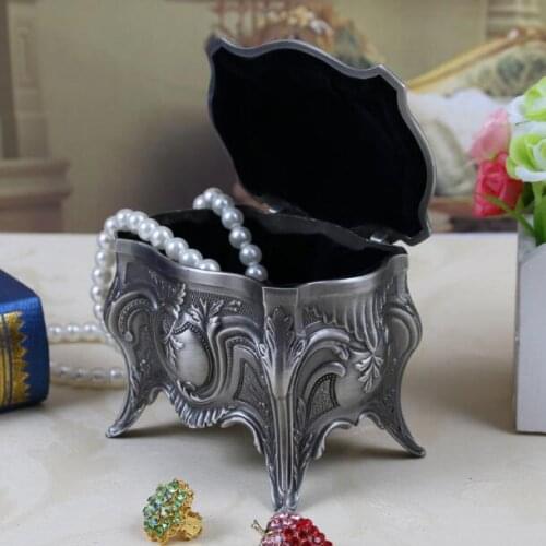Size S 8.8x8x6.3cm Vintage Jewelry Box Necklace Bracelet Box Retro Trinket Case Gift Storage Metal Chest Home Decoration