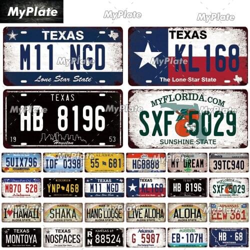 Vintage Poster Car Number License Plate Plaque Poster Metal Tin Signs Bar Club Wall Garage Home Decoration 15*30cm