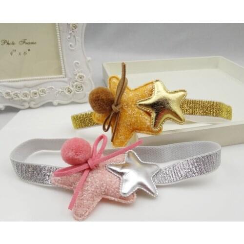 1 PCS Creative Five-Pointed Gold And Silver Children Elastic Hair Band Girls Hair Accessories Baby Headbands Kids Headwear