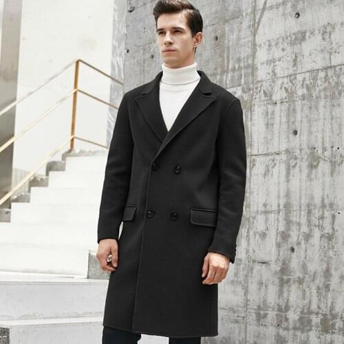 100% Wool Coat Autumn Winter Jacket Men Double-side Woolen Coats Windbreaker Long Jackets Plus Size Manteau F-RK501-18221 MY1790