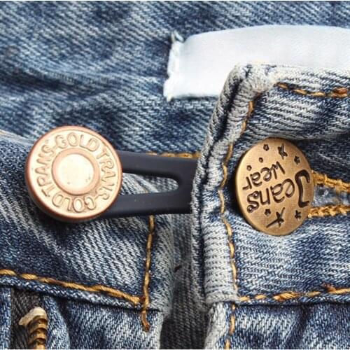 5pcs Jeans Retractable Button Free Sewing Buttons Adjustable Disassembly Retractable Metal Buckles Pant Waistband Expander