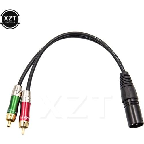 3pin XLR Male to 2 RCA Male Audio Cable Cord for Microphone DVD TV Stereo Audio Amplifier Adapter NEWEST