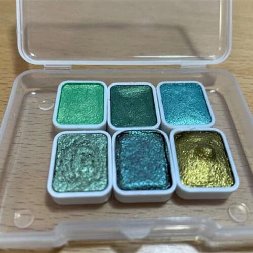 6PCS Handmade DIY Nails Blooming Pearlescent Pigment Metallic Solid Watercolor Paint Profressional Acuarelas for Artist Nail Art