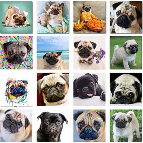 Muxun 5D Diamond Painting Animal Rhinestone DIY Diamond Mosaic Pug Animal Diamond Embroidery Wall Artist Home Decor Gift