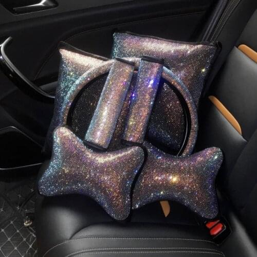 Car Bling Steering Wheel Cover Universal Colorful Crystal Rhinestone Diamond Anti-Slip Wheel Protect Accessories for Women Girls