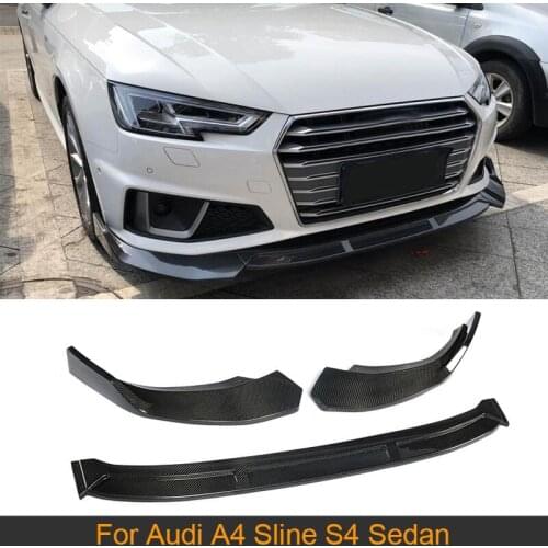 Car Front Bumper Lip Spoiler for Audi A4 Sline S4 Sedan 2019 Carbon Look / Glossy Black