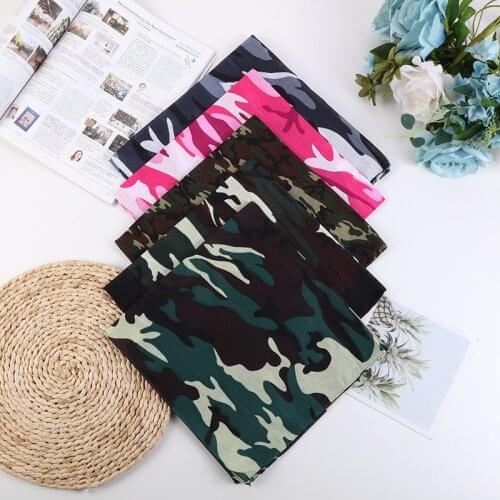 Unisex Camouflage Print Cotton Bandanas Military Tactical Headwrap Outdoor Jungle Wristband Sports Cycling Square Scarf Headwear