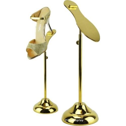 Free Shipping FashionTitanium Gold Shoe Display Stand Metal Shoe Riser Stand Shoe Stand Sandal Riser Sandal Display
