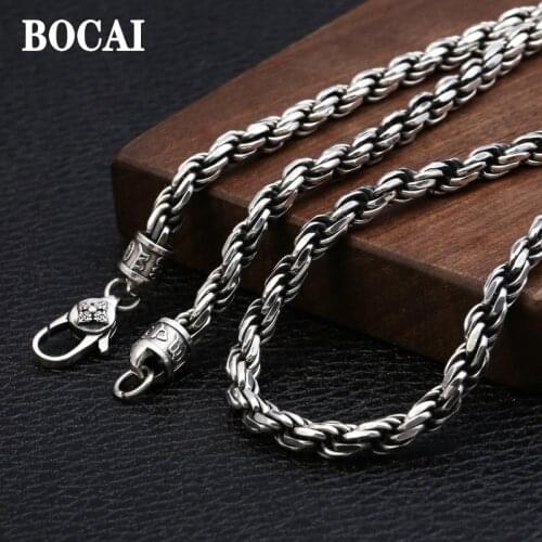 100% real S925 pure silver fashion jewelry Thai silver necklace for men 925 silver men necklace
