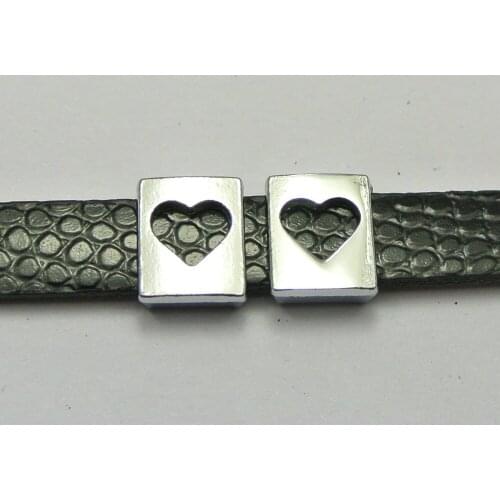 20 Alloy Love Heart Slide Charm Fit 8mm Wristbands Belt Pet Collar