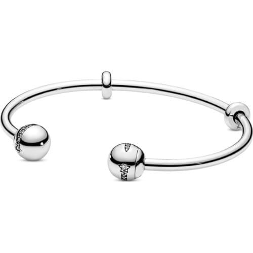 Authentic 925 Sterling Silver Moments Shooting Star Fashion Open Bangle Fit Pandora Women Bead Charm Bracelet Gift DIY Jewelry