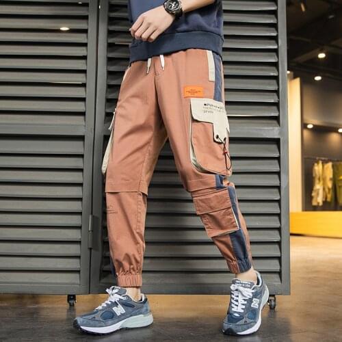 Streewear Casual Pants Men 2021 Spring Joggers Men Multi-pocket Cotton Ankle-length Trousers Men