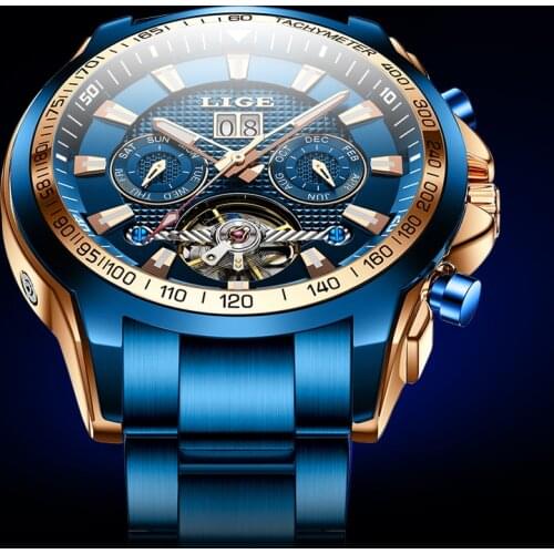 2021 Automatic Mens Watches LIGE Top Brand Luxury Men Watch Mechanical Wrist Watch For Men Waterproof Reloj Hombre Tourbillon