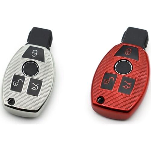 Car Key Case Fob for Benz a B C E S G M V Class GLK CLA GLE W204 Soft Carbon Fiber Key Case Cover Accessories