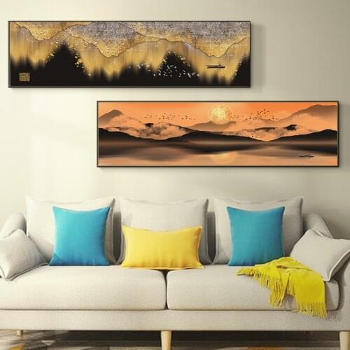 Modern Abstract Art Oil Painting Posters and Prints Wall Art Canvas Painting Chinese Abstract Mountains Pictures for Living Room