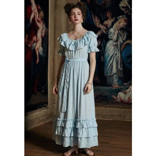 Cotton Nightdress Summer Sexy Long Nightgown Women Night Gown Long Dress Vintage Elegant lady Dress Unique Design