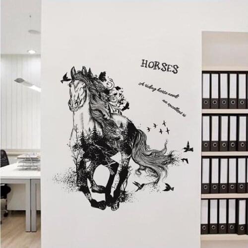 Pencil Sketch Horse Wall Sticker Background Decoration Home Decal Pattern Removable Pvc Plane Window Diy Poster For Study Room