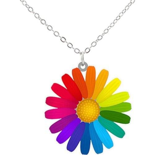 Colorful Daisy Fashion Necklaces Spring New Arrival Cute Plants Resin Tiny Collar Femme Jewelry For Friends Birthday Gifts