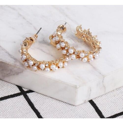 FASHIONSNOOPS ZA 2020 Wedding Jewelry Boho Simulated Pearl Earrings For Women Chic Circle Resin Beads Drop Earrings Bijoux Gifts