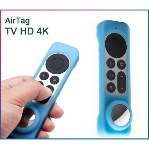 Soft Protective Case For Apple TV HD 4K AirTag Remote Control Silicone Anti-Lost Non-slip Waterproof Locator Dustproof Cover