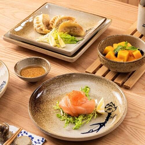 Japanese retro dishes and tableware ceramic household set rice bowl single creative personality large bowl of soup noodle bowl c