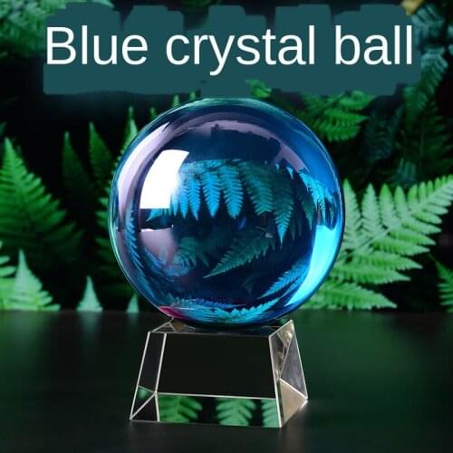 Sky Blue Crystal Ball Ornaments Kids Gift Transfer Ball Lucky Bedroom Living Room Decorations with Base