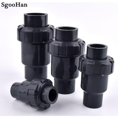 One Way I.D 20~110mm UPVC Check Valve Aquarium Fish Tank Adapter Non-Return Ball Valve Irrigation Water Pipe Dark Grey Fittings