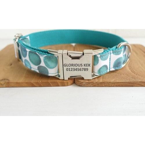 GLORIOUS KEK Dog Collar Personalized Name Pet Collars Handmade Bubble Pattern Designer Dog Collars Small Medium Big Dog Necklace