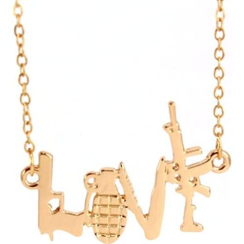 Hzew child gift necklace love shape pistol saber Submachine gun pendant necklace