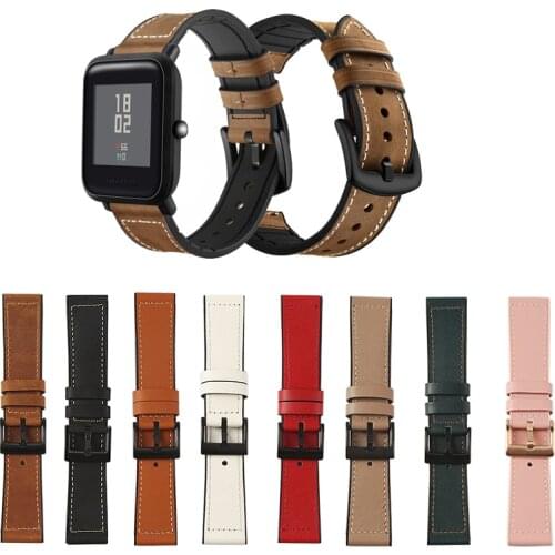 20mm Leather Watch Band Strap for Huami Amazfit Bip U S lite 1S Replacement Correa Wrist band for Amazfit GTS 2 2e mini strap
