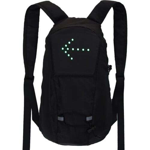 15L Remote Control LED Illuminated Backpack Waterproof Black Bicycle Backpack Night Cycling Riding Safety Reflective Backpack
