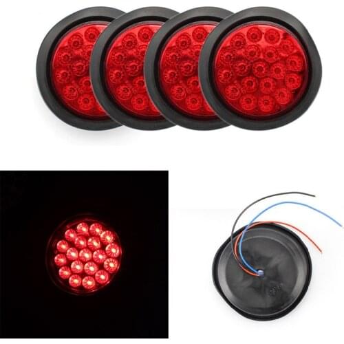 TAIHONGYU 4 x 135MM Red 19 LED 24V Brake Turn Signal Tail light for Trunk Trailer Round Warterproof