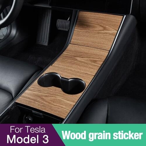 Tesla Model 3 Y Center Console Wrap Kit Cover Model3Y Wood Grain Style 3PCS/SetCenter Console Protective Wrap Kit Decal