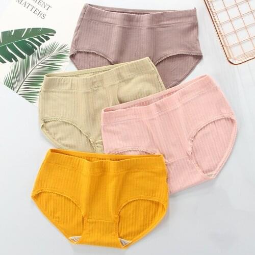 3Pcs Women Panties Cotton Underwear Girls Breathable Seamless Mid Waist Briefs Lingerie Intimates XL