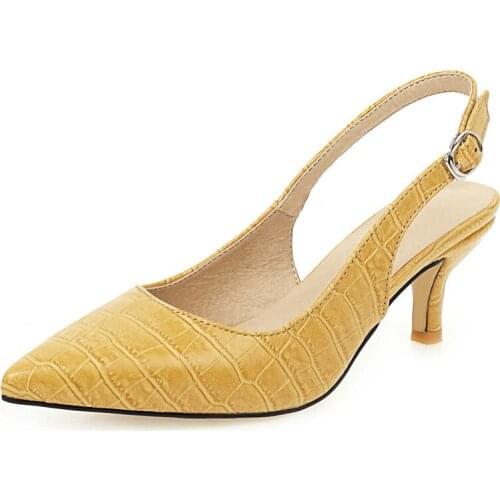 High Heels Shoes Women Buckle Stiletto High Heels Slingbacks Pumps Elegant Pointed Toe Dress Shoes Woman Plus Size 44 45 46