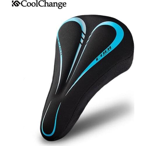 CoolChange Thicken Gel Sponge Cycle Seat Cover Breathable Shockproof Reflective Bicycle Cushion Saddle Cover Bike Gel Seat Cover