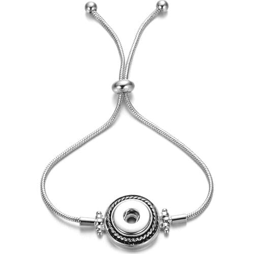Vocheng Snap Charms Stainless Steel Adjustable Free Size Bracelet for 12mm Accessories Ginger Snap Button Jewelry NN-705