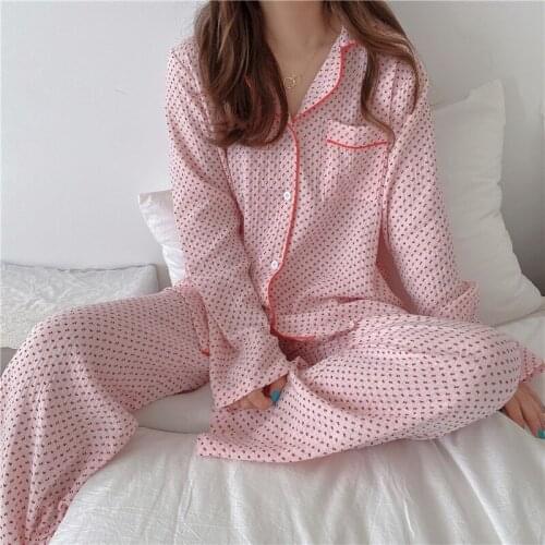 Spring Autumn Women Pajama Long Sleeved Chic Pure Cotton Pajamas Set Fashion Floral Print Home Set Pjs Loose Female Two Piece