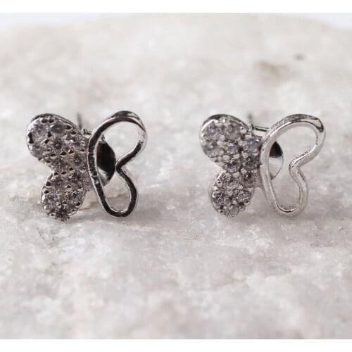 Women Handmade Butterfly Diamond Zircon Earring, Handmade 925Silver Woman Zircon Earring,Handmade Zircon Women Earring