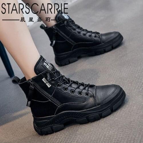 2021 spring and autumn new high-top casual shoes white shoes women round toe side zipper platform womens shoes