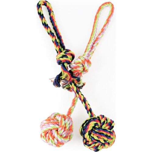 Long Hand Cotton Chain Chew Toys For Dog Cat Pets Braided Ball Bite Cleaning Tooth Training Toy 30*6 cm