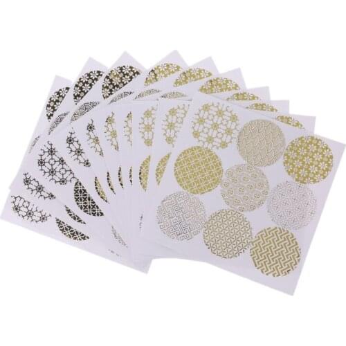 Golden Round Geometry Handmade Cake Packaging Sealing Label Sticker For DIY Gift L4MB