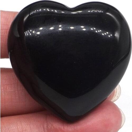 1.5" Puffy Love Heart Assorted Natural Black Obsidian Crystal Hand Carving Stone Reiki Healing Energy Chakra Gift