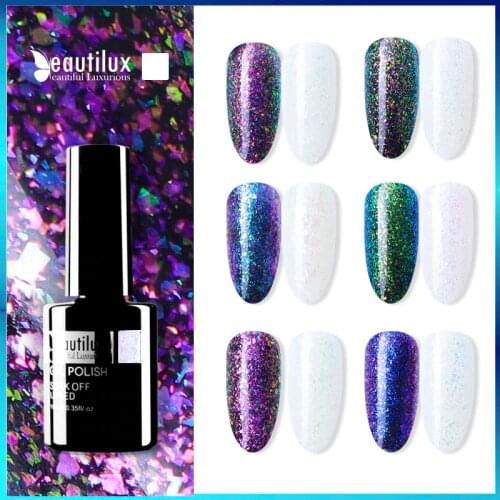 1pc Beautilux Opal Galaxy Aurora Chameleon Flakes Color Gel Nail Polish Soak Off UV LED Nails Design Gel Polish Lacquer 10ml