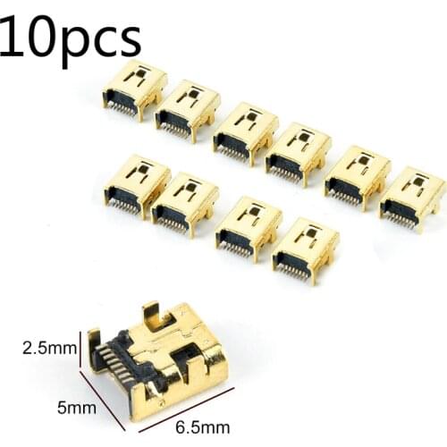 10pcs Mini USB 8 Pin Female Jack Pcb Smt Socket Connector Welding Female Jack 8P Gold Plated Connector Plug