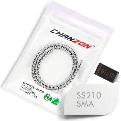 100 Pcs) SS210 SMD Schottky Barrier Rectifier Diodes 2A 100V SMA (DO-214AC) 2 Amp 100 Volt