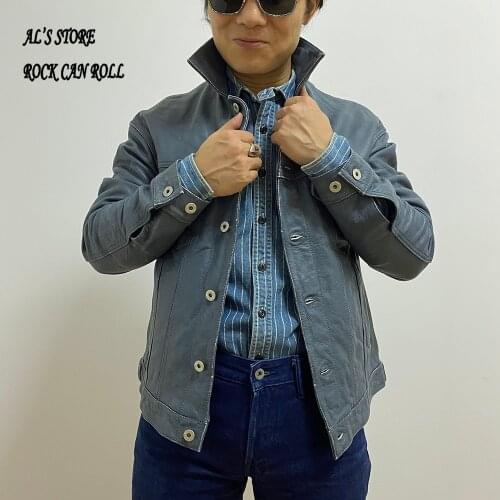 1813 Slim ! Read Description! Asian Size Genuine Sheep Skin Mens Casual Vintage Leather Jacket