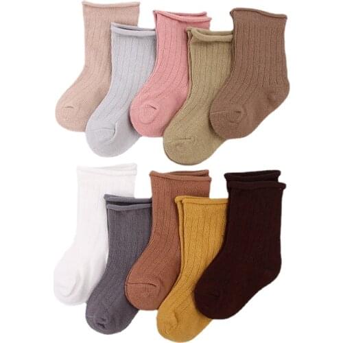 5pairs/lot Baby Socks Children Boys Girl Autumn Winter Warm Sock Ribbed Solid Color Clothes Accessories for 0-9 Years Child Fall